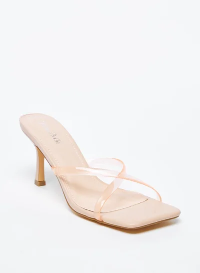 Flora Bella Criss Cross Strap Slip On Sandals with Stiletto Heels