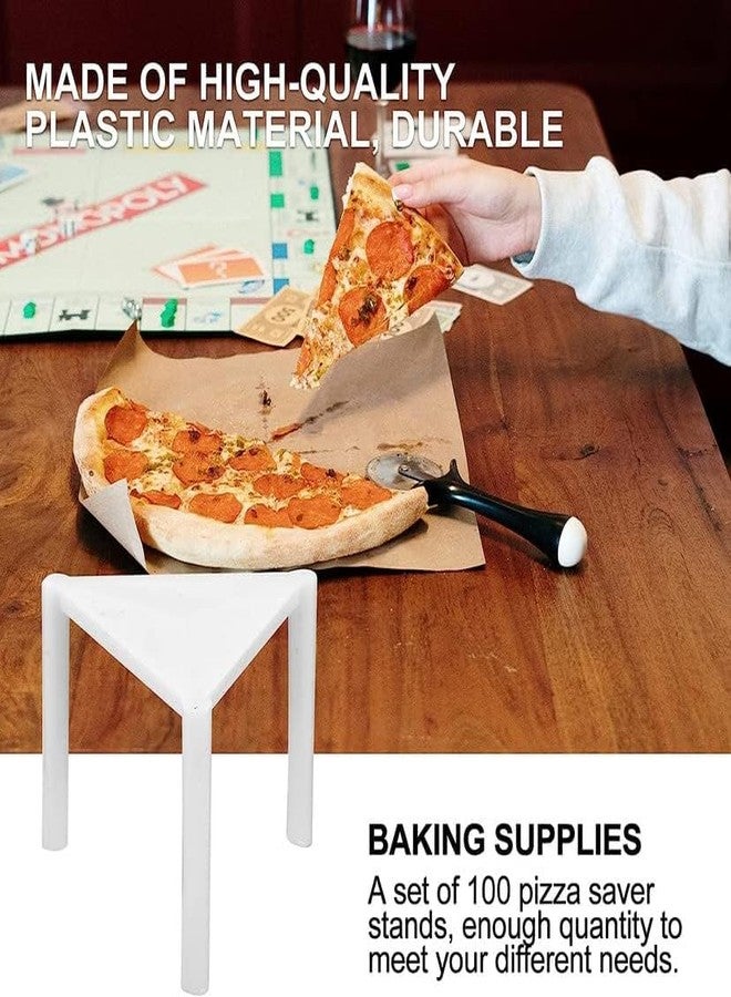 Bakezy 100 Pcs White Plastic Pizza Saver Stand | Triangle Pizza Stool Table for Restaurant, Catering & Delivery Boxes | Pizza Box Tripod Food Separator - Image 4