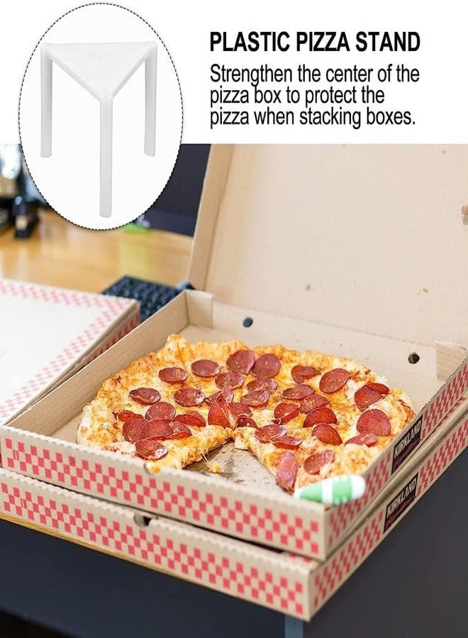 Bakezy 100 Pcs White Plastic Pizza Saver Stand | Triangle Pizza Stool Table for Restaurant, Catering & Delivery Boxes | Pizza Box Tripod Food Separator - Image 3