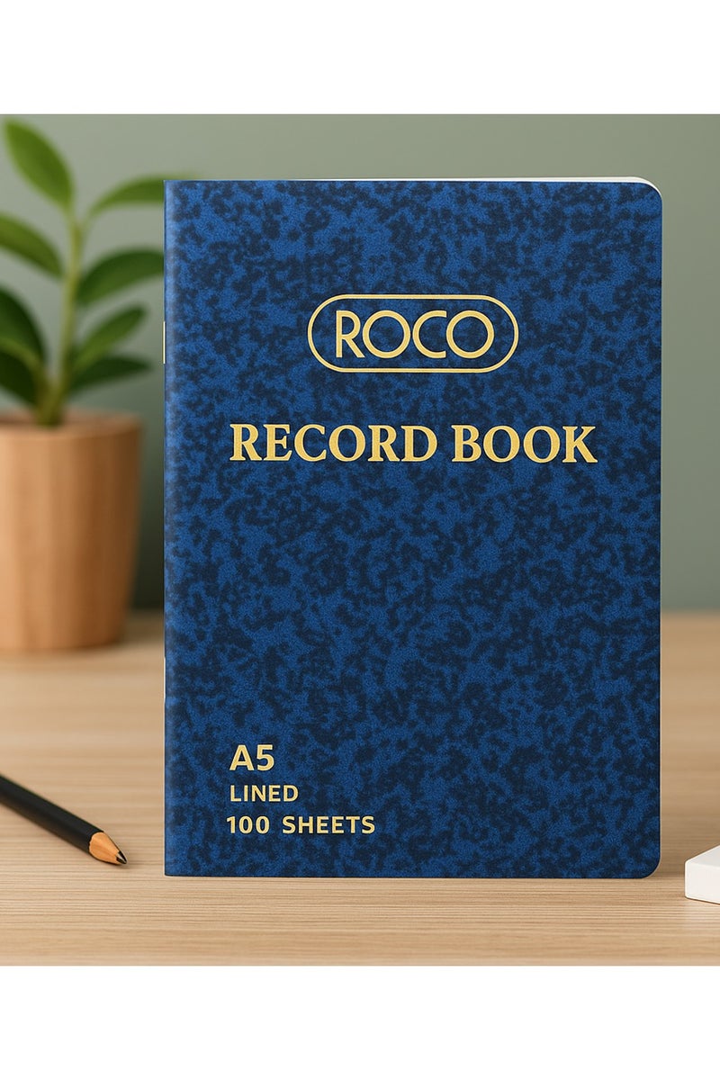 ROCO Record Book A5 – 100 Sheets, Blue Cover, Lined Pages, 60gsm - Image 1