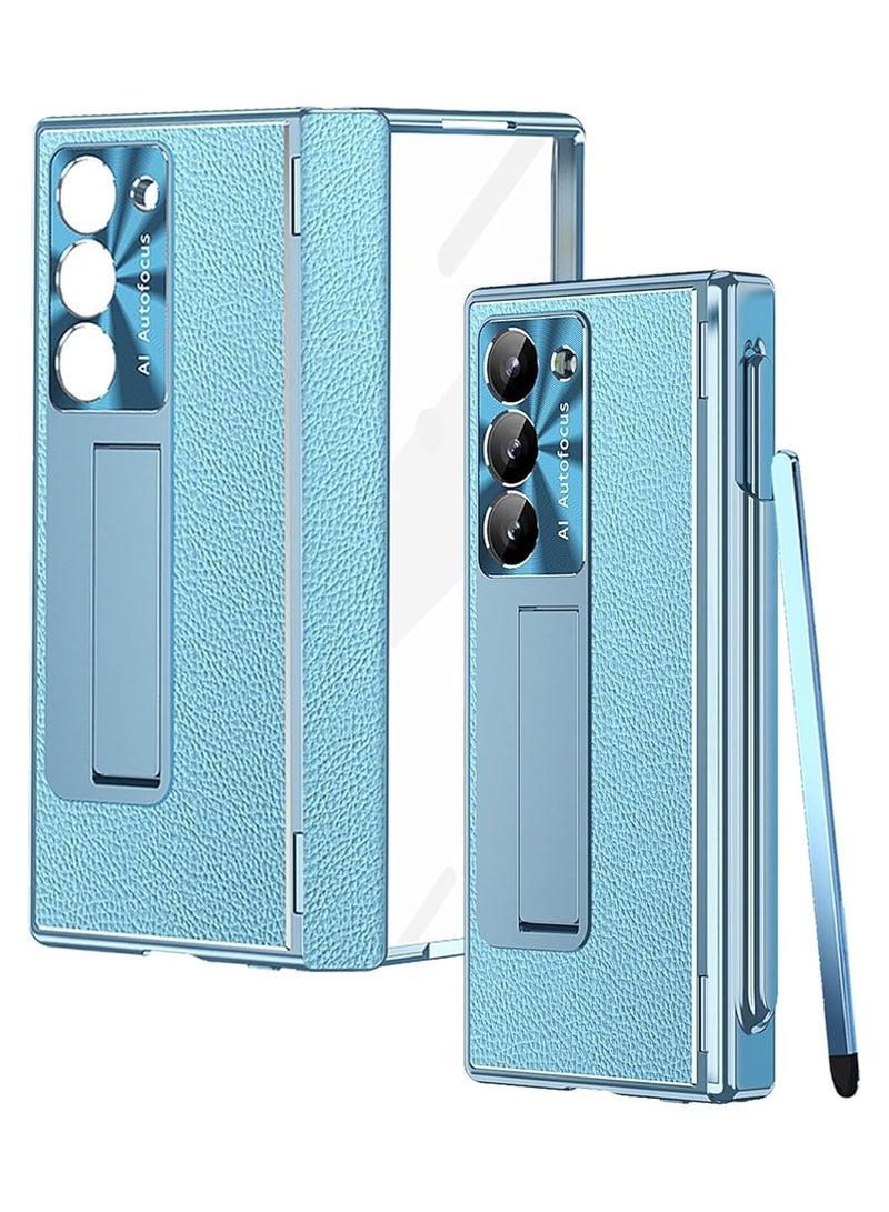 general for Samsung Galaxy Z Fold 6 Case with Pen Holder & Black Stylus, Z Fold 6 Leather Case [Replacement Hinge Protection Cover] Built in Screen Protector Protective Cover - Image 1