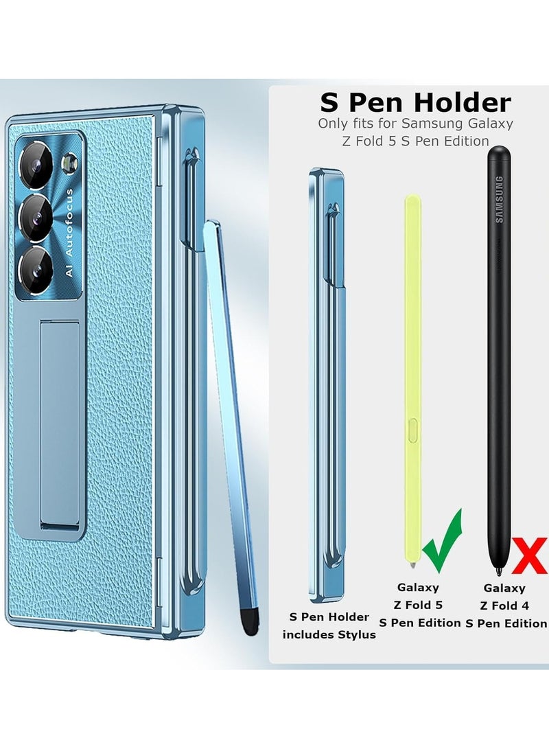 general for Samsung Galaxy Z Fold 6 Case with Pen Holder & Black Stylus, Z Fold 6 Leather Case [Replacement Hinge Protection Cover] Built in Screen Protector Protective Cover - Image 3