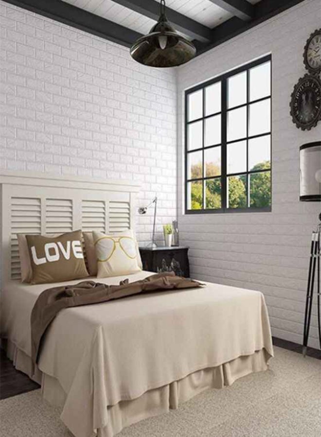 5-Piece 3D Foam Bricks Wallpaper Set White 70x77x0.5cm - Image 1