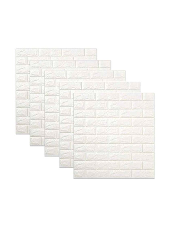 5-Piece 3D Foam Bricks Wallpaper Set White 70x77x0.5cm - Image 2