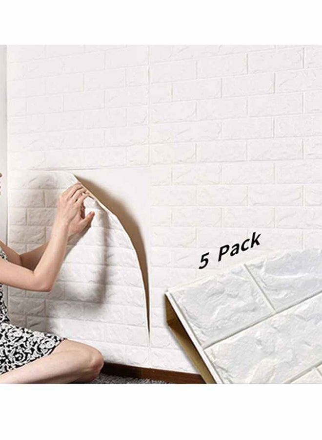 5-Piece 3D Foam Bricks Wallpaper Set White 70x77x0.5cm - Image 3