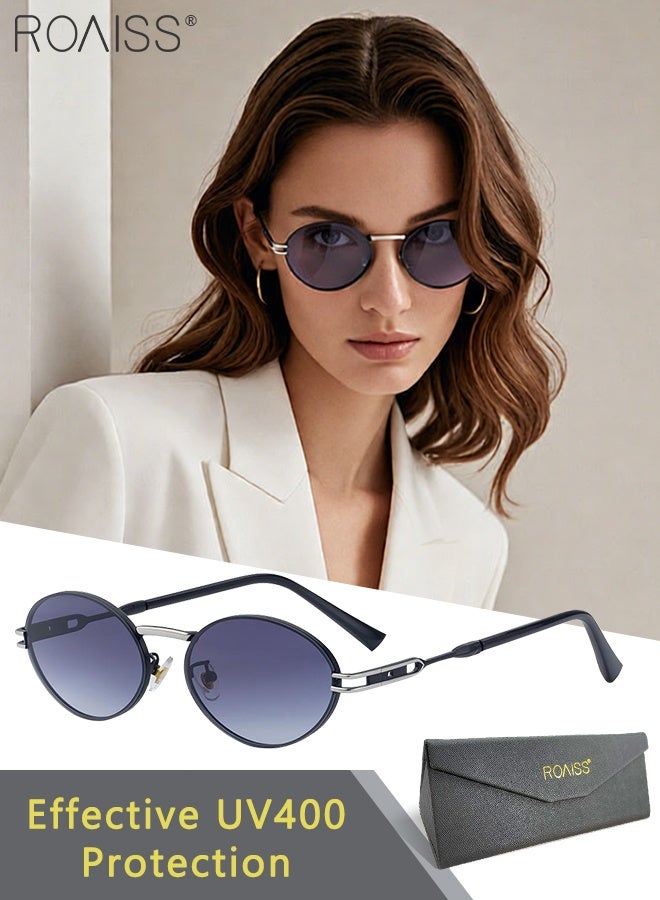 رويس نظارات شمسية بيضاوية الشكل للنساء، حماية من الأشعة فوق البنفسجية 400، نظارات شمسية عصرية مضادة للتوهج بتصميم كلاسيكي للخارجية، مناسبة لحفلات التسوق والسفر مع حافظة للنظارات، مقاس 57 مم - Image 1