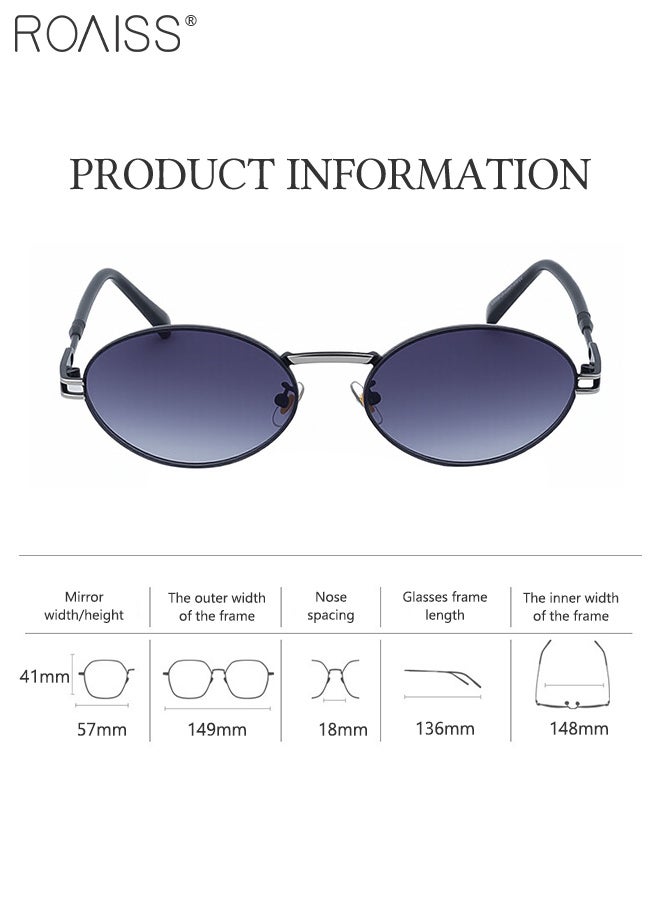 رويس نظارات شمسية بيضاوية الشكل للنساء، حماية من الأشعة فوق البنفسجية 400، نظارات شمسية عصرية مضادة للتوهج بتصميم كلاسيكي للخارجية، مناسبة لحفلات التسوق والسفر مع حافظة للنظارات، مقاس 57 مم - Image 3