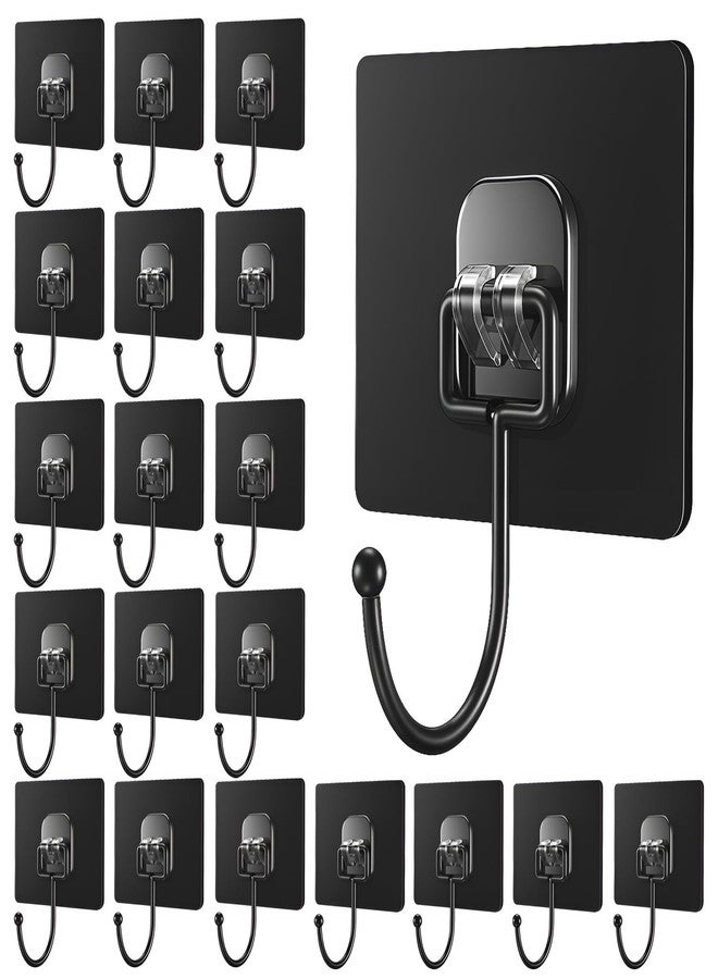 DALUCI Large Adhesive Wall Hook – Heavy Duty Wall Hanger Hooks for Hanging Without Drill | Waterproof, Rustproof Wall Stick Hooks for Kitchen, Bathroom, Home & Office Use (Big Hook Black, 20) - Image 1