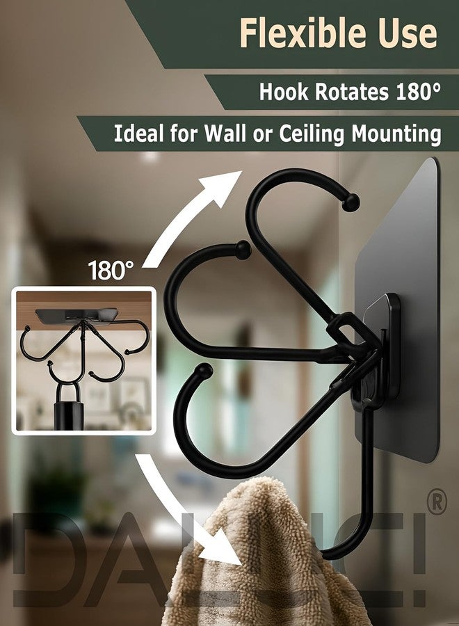 DALUCI Large Adhesive Wall Hook – Heavy Duty Wall Hanger Hooks for Hanging Without Drill | Waterproof, Rustproof Wall Stick Hooks for Kitchen, Bathroom, Home & Office Use (Big Hook Black, 20) - Image 3