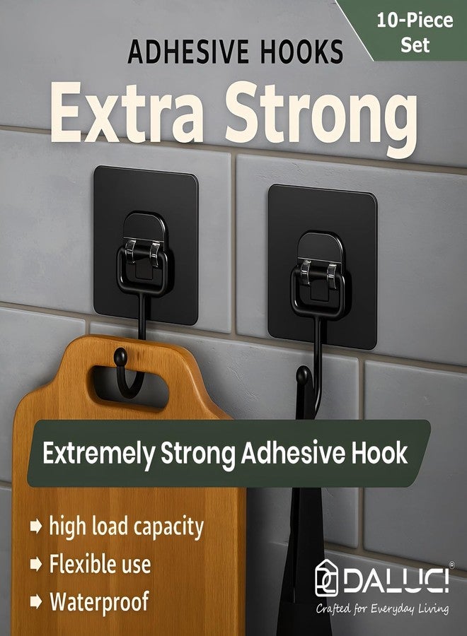 DALUCI Large Adhesive Wall Hook – Heavy Duty Wall Hanger Hooks for Hanging Without Drill | Waterproof, Rustproof Wall Stick Hooks for Kitchen, Bathroom, Home & Office Use (Big Hook Black, 20) - Image 2