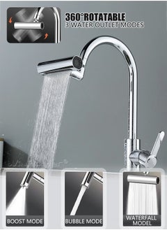 WinHolder 3-in-1 Waterfall Kitchen Faucet, 360° Anti-splash Nozzle Touch Kitchen Faucet,  Sprayer Sink Faucet Extender Replacement Accessories for Washbasin with Installation Tool  - Image 2