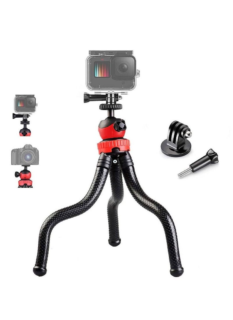 Generic - Flexible Tripod Action Camera Stand for Gopro Hero 9 /8/7/6/5/AKASO/SJCAM/YI/DJI Osmo Action/DSLR Canon Nikon Sony Camera 3 in1 Flexible Tripod with Adapter and Long Screw - Image 1