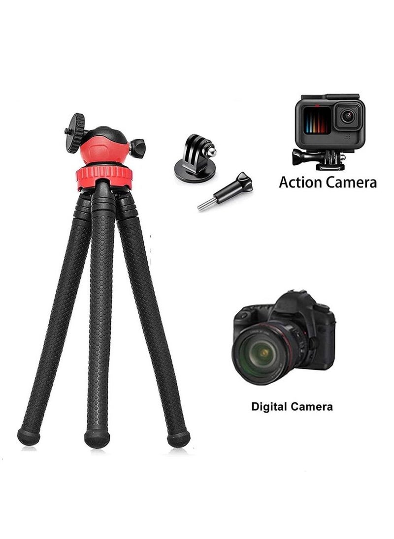 Generic - Flexible Tripod Action Camera Stand for Gopro Hero 9 /8/7/6/5/AKASO/SJCAM/YI/DJI Osmo Action/DSLR Canon Nikon Sony Camera 3 in1 Flexible Tripod with Adapter and Long Screw - Image 1