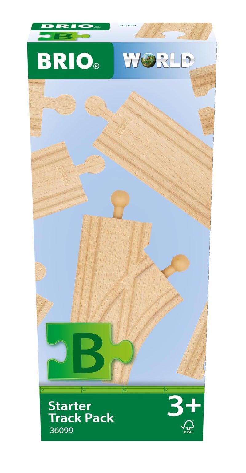 Brio مجموعة مسارات البداية BRIO World 36099 12 قطعة من مسارات القطارات الخشبية للأطفال من عمر 3 سنوات فما فوق - Image 3