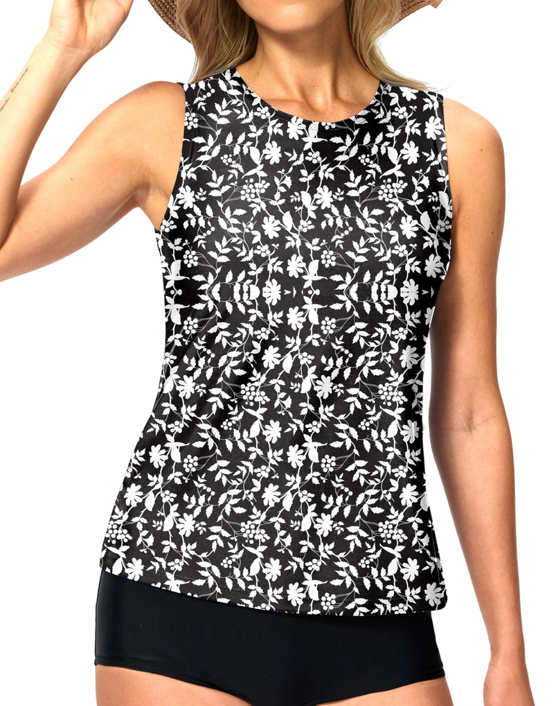 Viodia High Neck Tankini Tops for Women Modest Swim Shirts with Bra Swimsuits Tank Only Bathing Suit Top No Bottom - Image 1