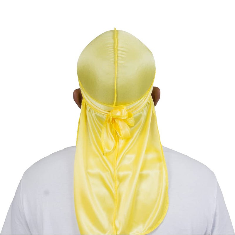 ForceWave Silky Durag for Men Wave Cap Satin Dorag for Men Women 360 Wave Yellow - Image 3