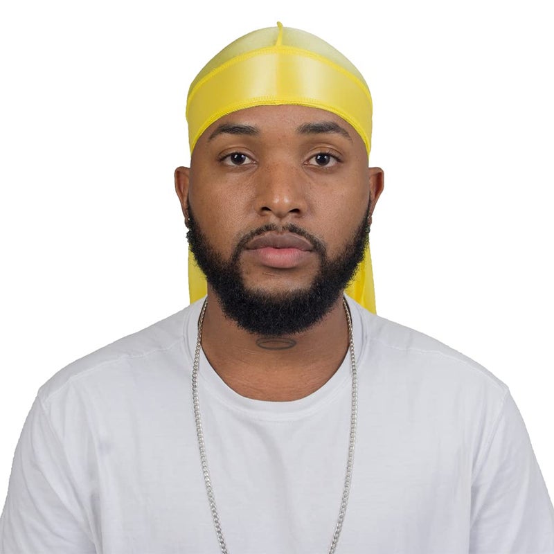 ForceWave Silky Durag for Men Wave Cap Satin Dorag for Men Women 360 Wave Yellow - Image 2