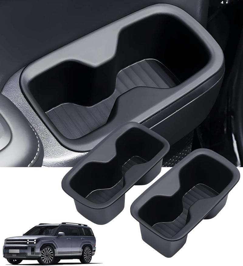 Katorn 2PCS Rear Door Side Cup Holder Insert for Hyundai Santa Fe 6/7 Seat 2026 2025 2024, Interior Accessories TPE Cup Holder for Hyundai Santa Fe 2024-2026, Black - Image 1