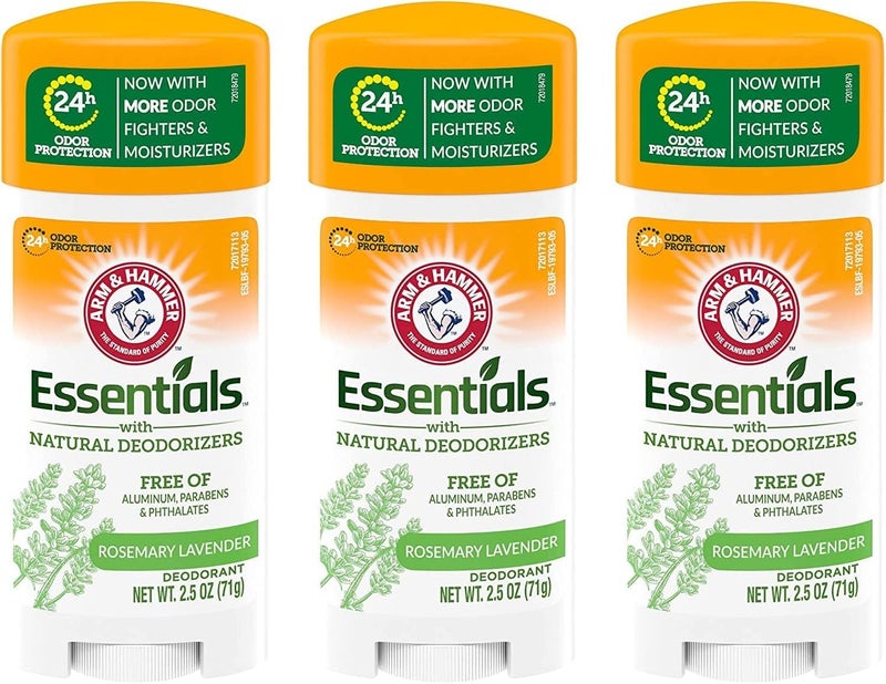 ARM & HAMMER Essentials Deodorant Fresh Rosemary Lavender 2.50 oz (Pack of 3) - Image 1