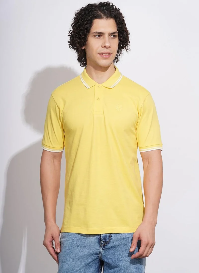 Being Human Men Brand Logo Printed Polo Collar Pure Cotton T-shirt