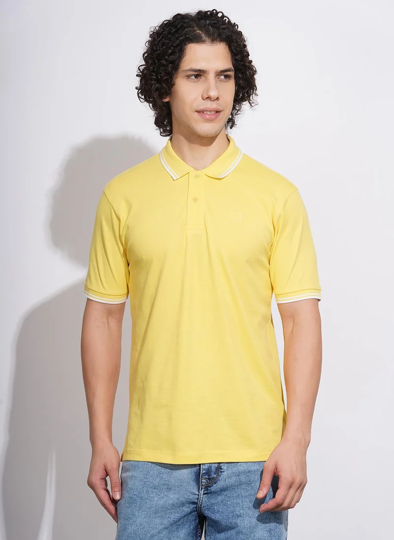 Being Human Men Brand Logo Printed Polo Collar Pure Cotton T-shirt