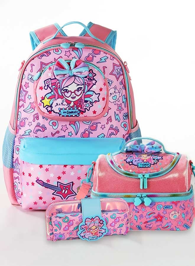 هيبوبي مجموعة حقائب مدرسية للأطفال 3 قطع للبنات – حقيبة ظهر بتصميم فتاة لطيفة، حقيبة ظهر كبيرة السعة مقاومة للماء مع حقيبة غداء ومقلمة، تناسب لابتوب 15.6 بوصة - Image 1