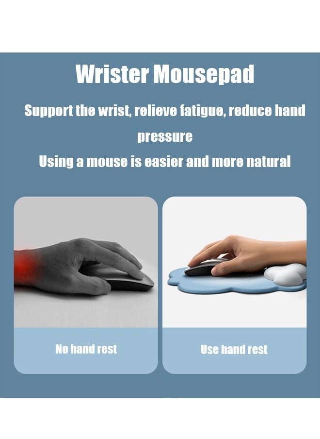 Cloud Wrister Mousepad, Wrist Protection Mouse Pad, Ergonomic Hand Rest Support Mousepad with Soft Memory Foam and Non-Slip Underside, Mouse Mat for Home Office/Computer/Laptop