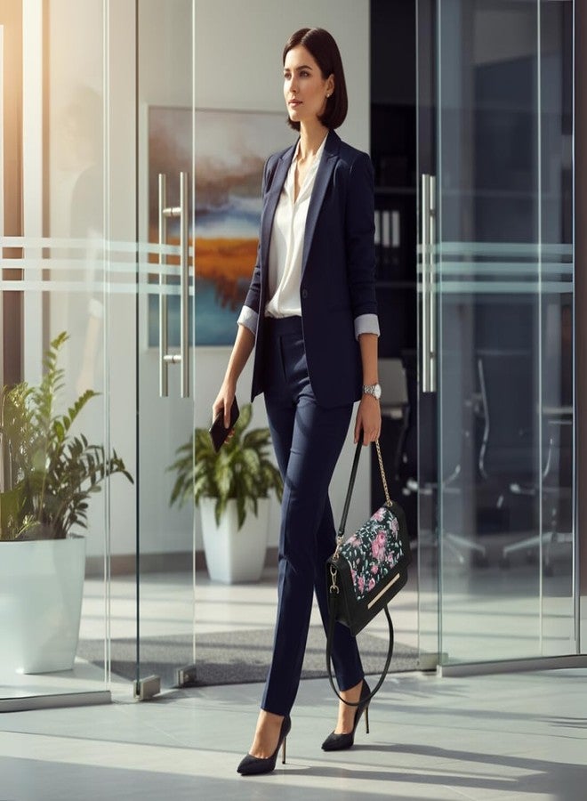 TYPIFY® Women’s Black Floral Sling Bag - Stylish PU Leather Crossbody Purse with Chain Strap | Water-Resistant, Magnetic Closure, Multi-Pocket Design for Daily, Office & Travel - Image 5