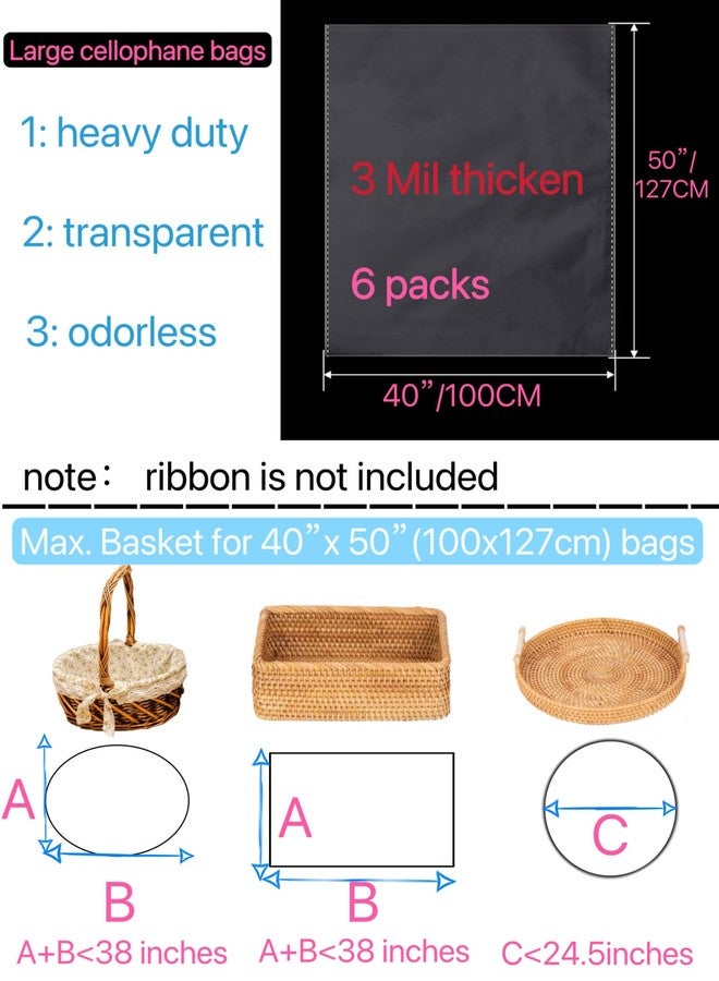 shareluck 40" x 50" Extra Large Christmas Cellophane Bags-Thicken 3 Mil Clear Cellophane Gift Bags-6 Pcs Cellophane Wrap For Gift Baskets - Image 3