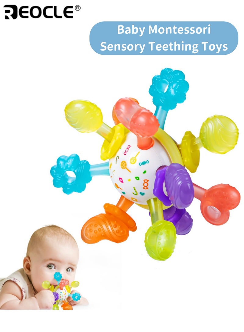REOCLE Baby Teething Rattle Toys Safe Multi-Functional BPA-Free Silicone Sensory Learning Toys for Infant 0-12 Months Teething Relief Fun Play Perfect Baby Gift for Boys Girls Ideal for Baby Care - Image 1