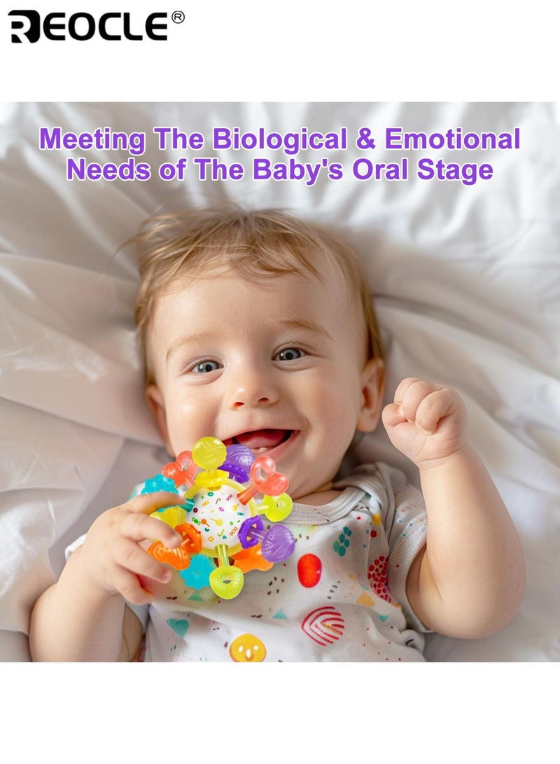 REOCLE Baby Teething Rattle Toys Safe Multi-Functional BPA-Free Silicone Sensory Learning Toys for Infant 0-12 Months Teething Relief Fun Play Perfect Baby Gift for Boys Girls Ideal for Baby Care - Image 2
