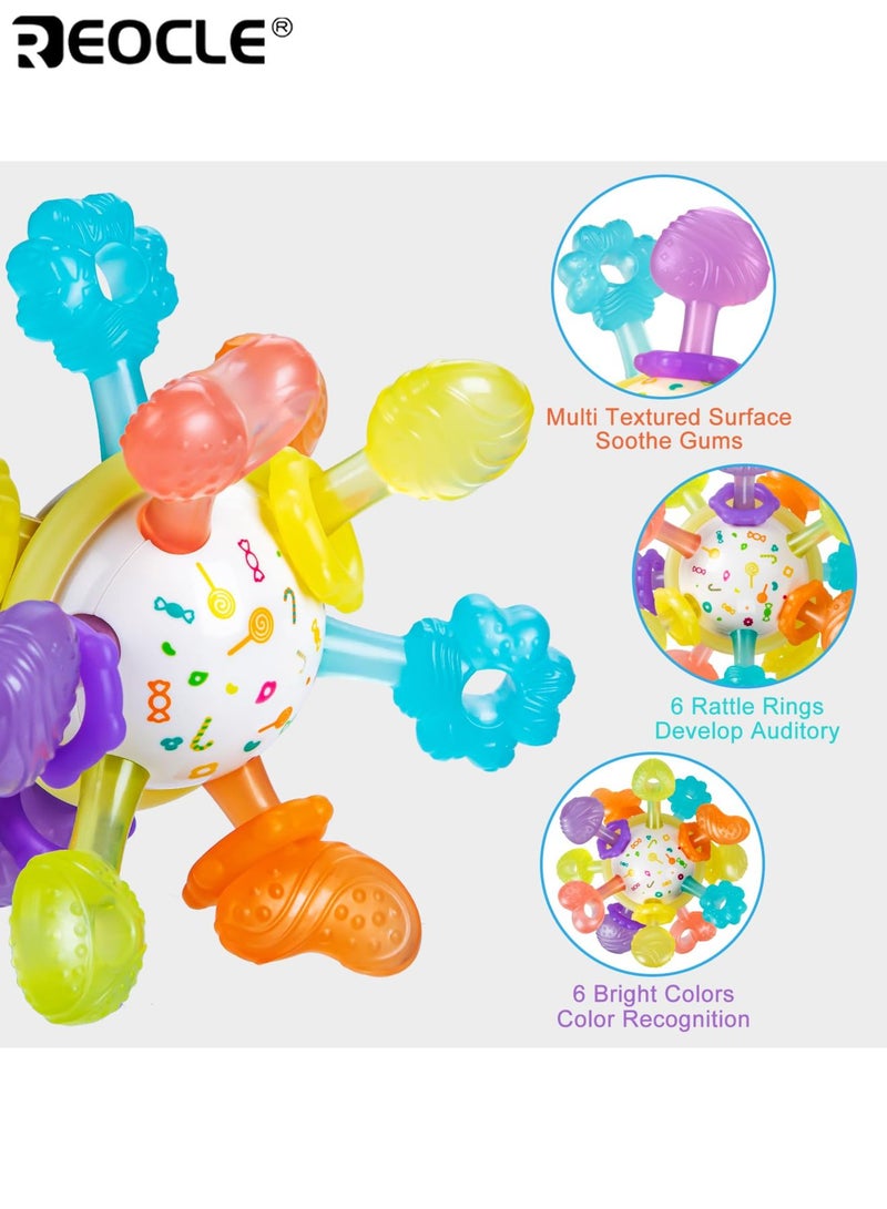 REOCLE Baby Teething Rattle Toys Safe Multi-Functional BPA-Free Silicone Sensory Learning Toys for Infant 0-12 Months Teething Relief Fun Play Perfect Baby Gift for Boys Girls Ideal for Baby Care - Image 5