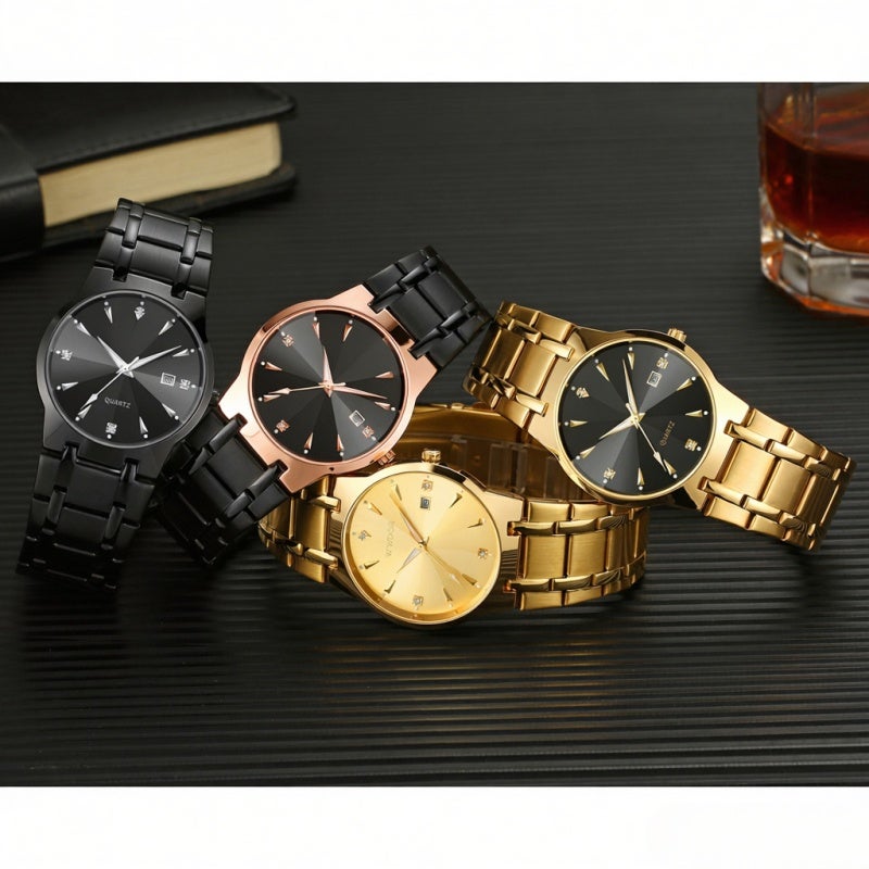 WWOOR Men Watch: 30M Waterproof Quartz Watch - Exquisite Diamond Dial Luminous Pointer Stainless Steel Strap with Folding Clasp for Daily Business Wear Gift - Image 5