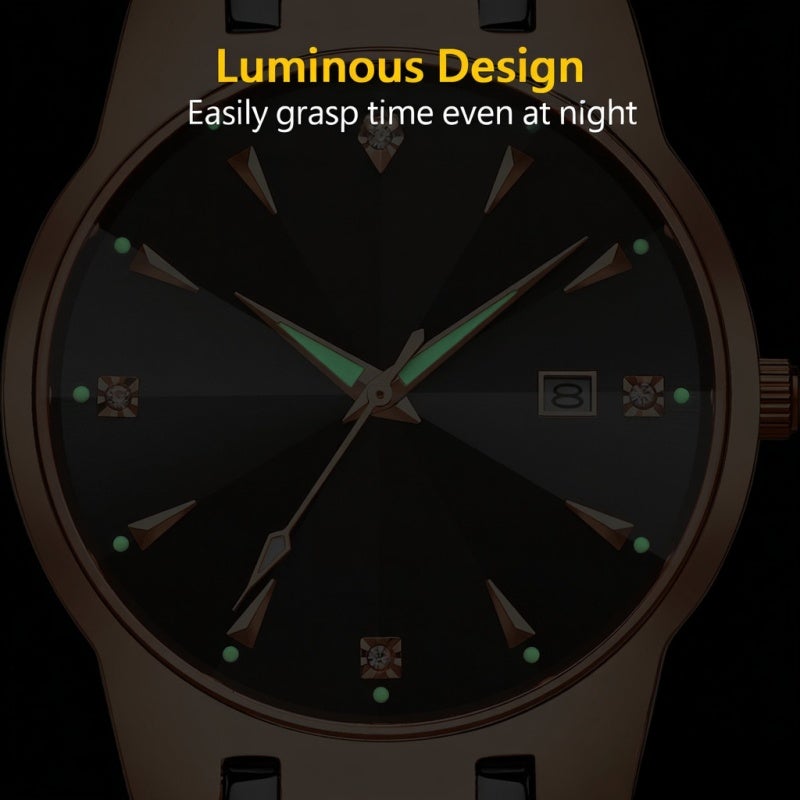 WWOOR Men Watch: 30M Waterproof Quartz Watch - Exquisite Diamond Dial Luminous Pointer Stainless Steel Strap with Folding Clasp for Daily Business Wear Gift - Image 4