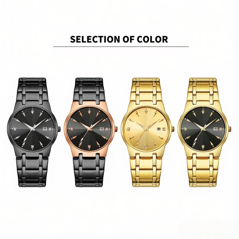 WWOOR Men Watch: 30M Waterproof Quartz Watch - Exquisite Diamond Dial Luminous Pointer Stainless Steel Strap with Folding Clasp for Daily Business Wear Gift - Image 3