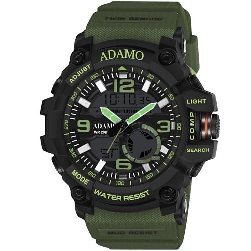 ADAMO Multifunctional Sports & Military Analog-Digital Green Dial Men's & Boy's Watch 342NGR02 - Image 1