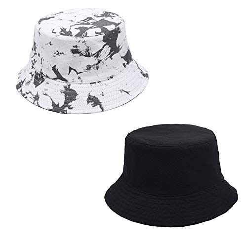 BEARUN Tie Dye Bucket Hat Reversible Cotton Multicolored Fisherman Cap Packable Sun Hat Green Blue - Image 2