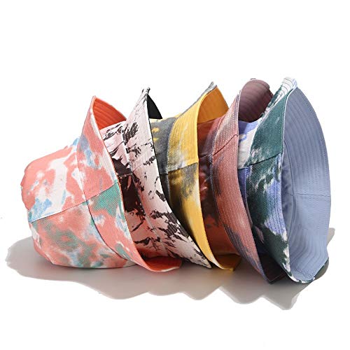 BEARUN Tie Dye Bucket Hat Reversible Cotton Multicolored Fisherman Cap Packable Sun Hat Green Blue - Image 3