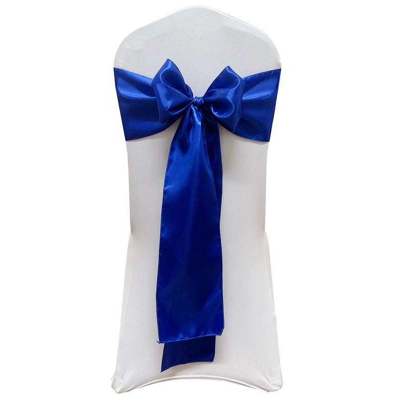 iEventStar iEventStar Satin Chair Sashes Chair Bow Bows Tie Back Decoration Wedding Banquet Party 50 Royal Blue 