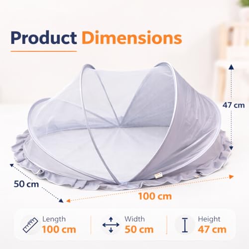 Royalkart Foldable Baby Mosquito Net for Bed (100x50 cm) – Portable Infant Mosquito Net for Newborn & Babies 0-24 Months | Breathable Mesh Net | Lightweight Travel-Friendly Baby Net (Grey) - Image 3