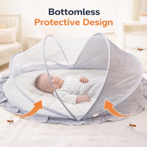 Royalkart Foldable Baby Mosquito Net for Bed (100x50 cm) – Portable Infant Mosquito Net for Newborn & Babies 0-24 Months | Breathable Mesh Net | Lightweight Travel-Friendly Baby Net (Grey) - Image 2