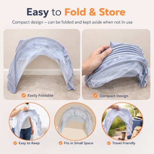 Royalkart Foldable Baby Mosquito Net for Bed (100x50 cm) – Portable Infant Mosquito Net for Newborn & Babies 0-24 Months | Breathable Mesh Net | Lightweight Travel-Friendly Baby Net (Grey) - Image 4