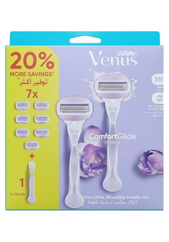 جيليت فينوس كومفورت جلايد بريز ماكينة الحلاقة النسائية مقبض واحد + 7 شفرات تبديل - Image 1