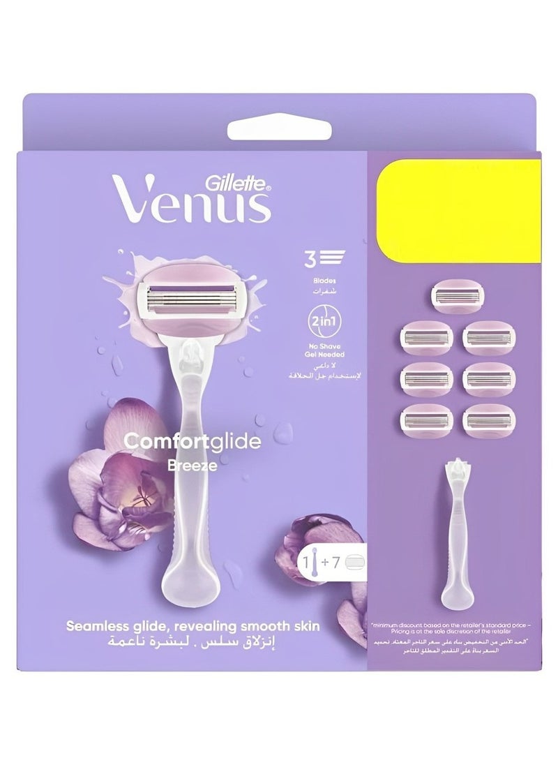 Gillette - Gillette Venus ComfortGlide Breeze Women's Razor Single Handle + 7 Replacement Blades - Image 1