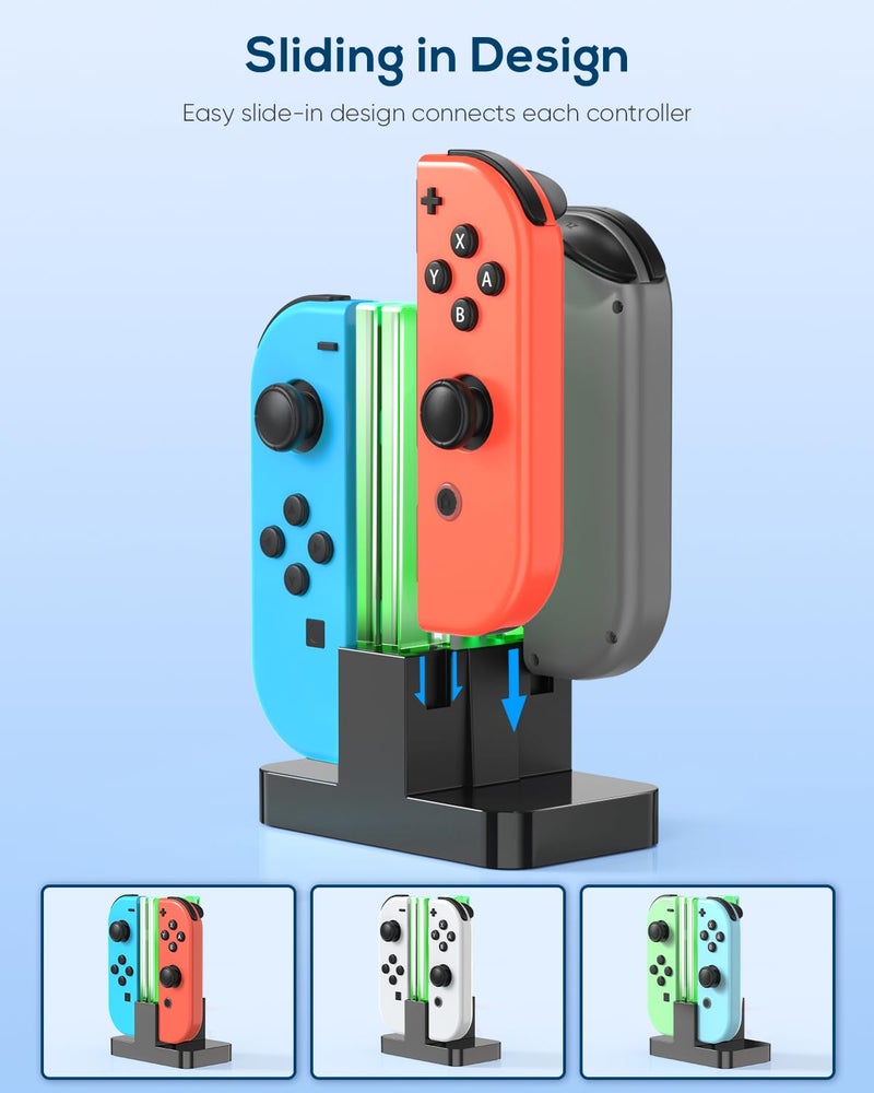 FYOUNG Charging Dock Replacement for joycon Controller Charger for Switch OLED Console for Joy Cons, Dock Station for Switch Accessories Kits with a USB Type-C Charging Cord (Black) - Image 4
