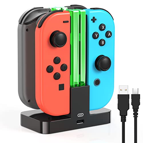 FYOUNG Charging Dock Replacement for joycon Controller Charger for Switch OLED Console for Joy Cons, Dock Station for Switch Accessories Kits with a USB Type-C Charging Cord (Black) - Image 1