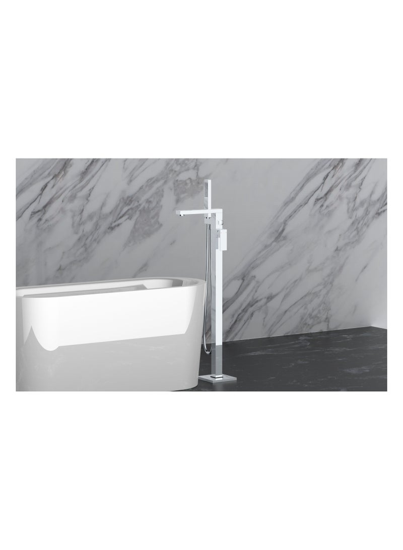 HESANIT Infinity Floor Standing Bath Shower System With Hand Shower Chrome - BS80023C - Image 2