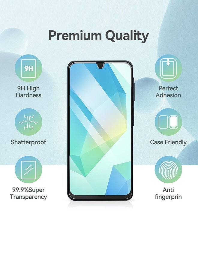 بشكل مختصر [عبوة من 4 قطع] واقي شاشة من الزجاج المقوى 9H لهاتف Samsung Galaxy A16، مع إطار محاذاة للتركيب، يدعم فتح القفل ببصمة الإصبع، متوافق مع الجراب، فيلم مضاد للخدش - Image 4