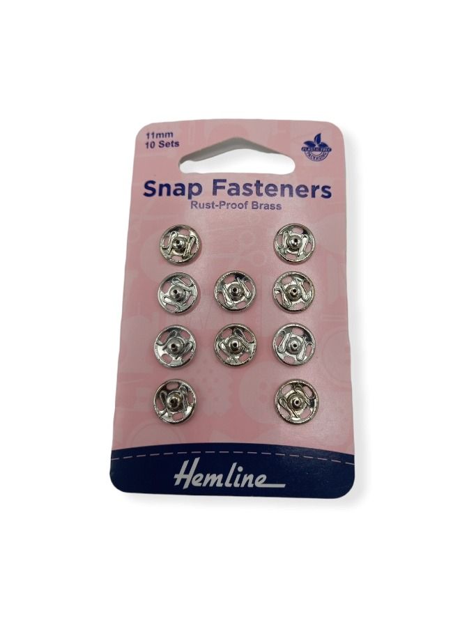 Hemline 10-Set Press Stud Button or Snap Fasteners 11 Millimeter Silver Color - Image 4