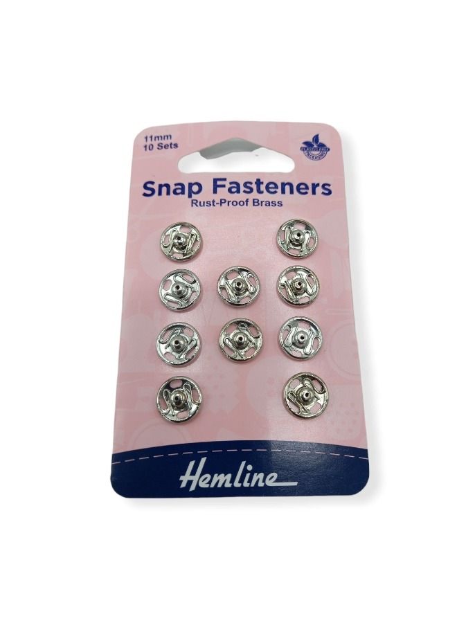 Hemline 10-Set Press Stud Button or Snap Fasteners 11 Millimeter Silver Color - Image 3